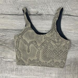 Varley Beige Snake Print Cropped Tank Top Women’s Size M Activewear